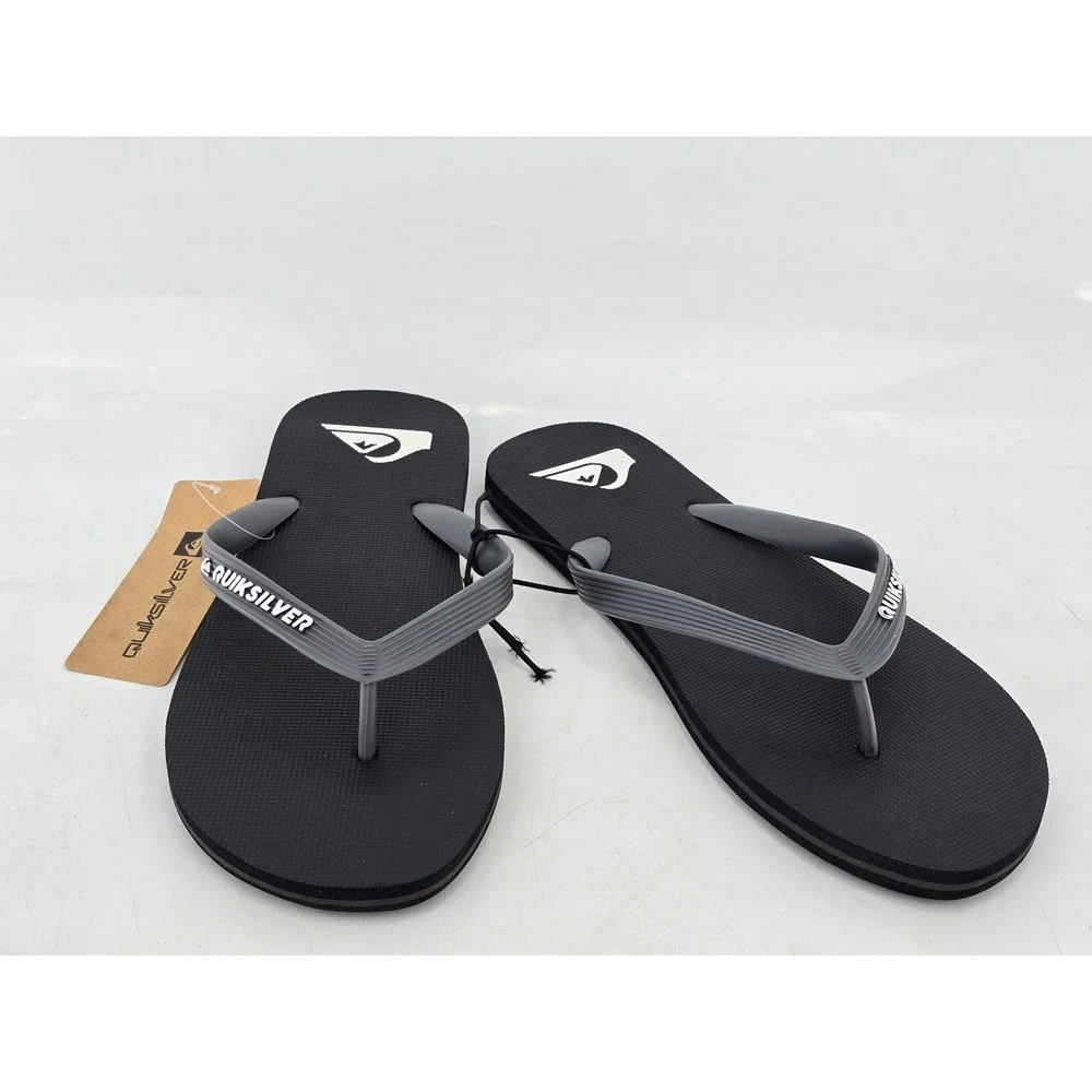 Quiksilver Molokai Flip Flops Mens 12 Black Grey Sandals -New